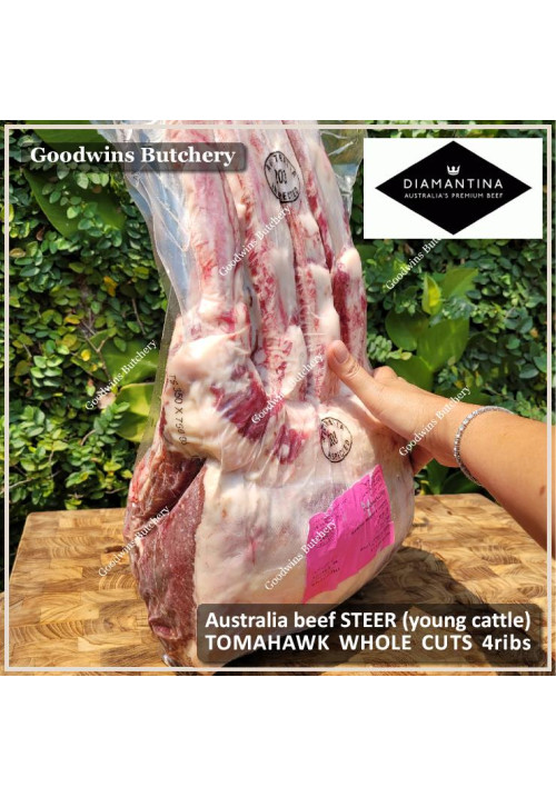 Beef rib TOMAHAWK Australia STEER (young cattle) DIAMANTINA frozen whole cuts 4 ribs +/- 6kg (price/kg)